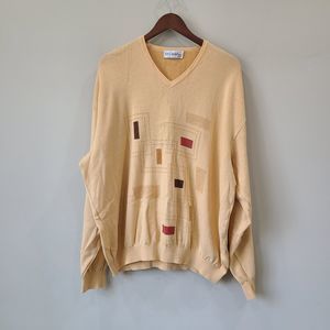 Vintage St. Croix Mens Pullover Sweater XXL Yellow V-Neck Y2K Retro Grandpa
